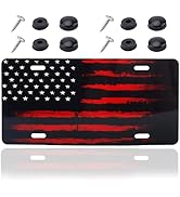 Vintage American Flag License Plate, Personalized 3D Embossed US Flag Car License Plates with 4 H...