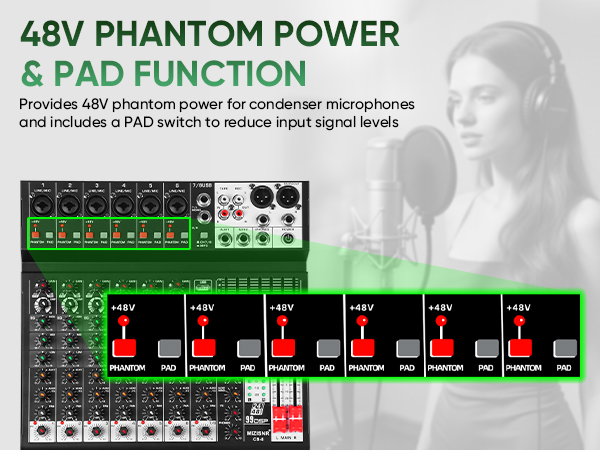 48V PHANTOM POWER & PAD FUNCTION