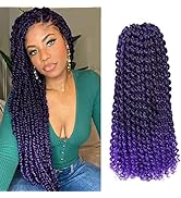 7 Packs Purple Passion Twists Hair 22inch Ombre Purple Water Wave Crochet Hair for Butterfly Soft...