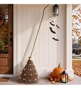 Halloween Decorations - 6 FT Giant Light Up Witch Broom, Vintage Witches Broomstick Fall Decor wi...