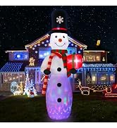 OurWarm 10Ft Outdoor Inflatable Snowman with Rotating LED Lights - Giant Christmas Yard Decoratio...