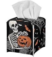 doginthehole Hippie Skull Pumpkin Tissue Box Cover Square Tissue Box Holder Tissue Holders Decora...