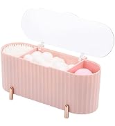 Tecbeauty Qtips Holder, 3 Grids Separate Cotton Swabs Dispenser, Cotton Ball Storage Box, Jar for...