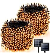Solar Halloween Lights Outdoor 2 Pack 480 LED Solar String Lights Orange | 170FT, IP65 Waterproof...