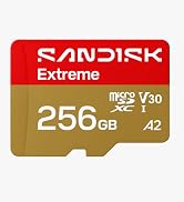 SANDISK 256B Extreme microSD Card + Adapter, Up to 245MB/s Read Speeds | UHS-I, V30, 5K & 4K UHD,...