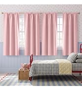 NICETOWN 4 Packs Blush Pink Blackout Curtains 63 inch Length for Girls Room | Thermal Insulated N...
