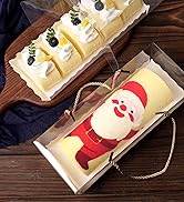 Roppolo 20 Pcs 10.8 Inch Clear Roll Cake Boxes with Gold Rope Handle & Cake Boards, Homemade & Ba...