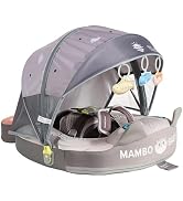 Mambobaby Float Non-Inflatable Baby Float with Canopy, Five-Point Safety System, 3D Canopy(Detach...