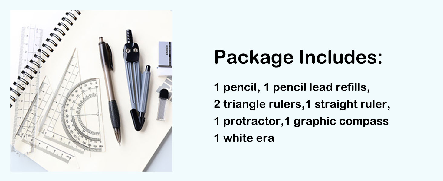 geometry set, math supplies, protractor and compass set, middle school supplies