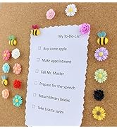 Yalis 24 Pcs Decorative Thumbtacks Colorful Floret and Bees Pushpins for Feature Wall, Whiteboard...