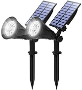 T-SUN Solar Spotlights, Waterproof Outdoor Solar Landscape Spot Lights Auto ON/Off Adjustable Sol...
