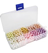 BEADNOVA Satin Pearls Beads for Crafts Tiny Loose Imitation Glass Pearls for Jewelry Making (6mm,...