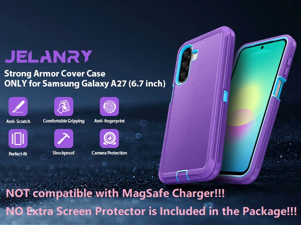 Samsung Galaxy A27 5G Phone Case, Heavy Duty Rugged & Dual-Layer Shockproof Dropproof Protection