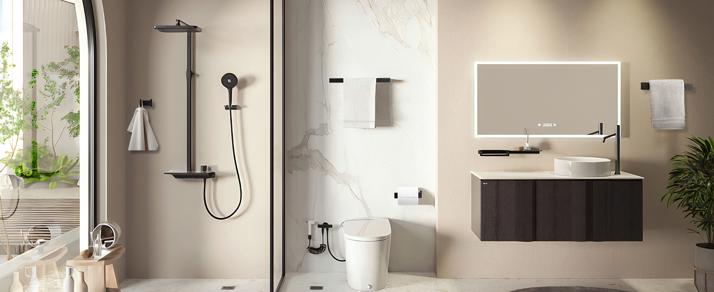 8 Piece Bathroom Hardware Set Matte Black