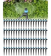Landtouch 72Pack Drip Irrigation Parts, Quick Connect 1/4" Adjustable 360° Emitter Sprinklers wit...