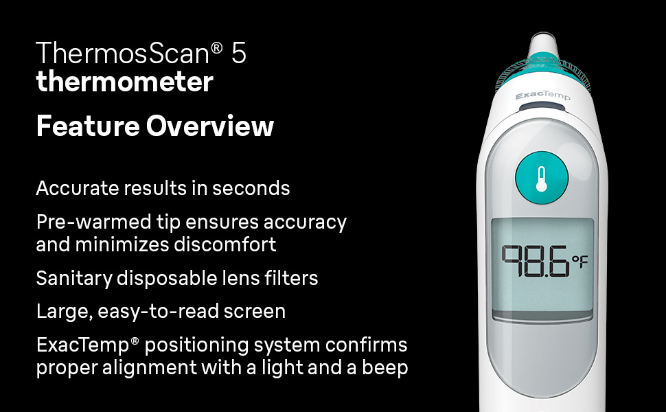 Features of Braun Thermoscan 5 Ear thermometer - accurate results in seconds