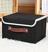ANMINY Storage Bin with Lid Storage Boxes with PU Leather Handles PP Plastic Board Decorative Fol...