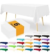 Smiry Disposable Table Cloth - 6 Pack, 54 x 108 Inch Table Cloths for Parties, Decorative Tablecl...