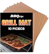 BBQtrips Grill Mats for Outdoor Grill, Cooper 10 pcs grill mats, Grill Sheets for Outdoor Grill R...