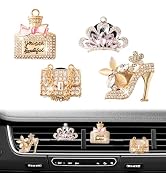 Rislobx 4PCS Bling Car Air Freshener Vent Clip, Crystal Diamond High Heel Shoe Bag Crown Perfume ...