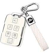QBUC for Chevy Key Fob Cover,Soft TPU Car Key Case Protector with Leather Keychain Compatible wit...
