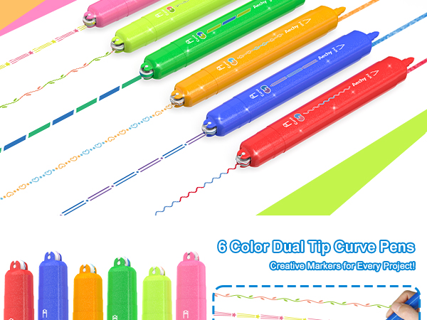 Collection of colorful gel pens or markers shown creating lines and marks on paper, displaying various colors including red, blue, green, orange, and pink.