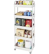 Laiensia 5-Tier Rolling Cart with Wheels,Multifunction Utility Storage carts, Kitchen Storage Org...