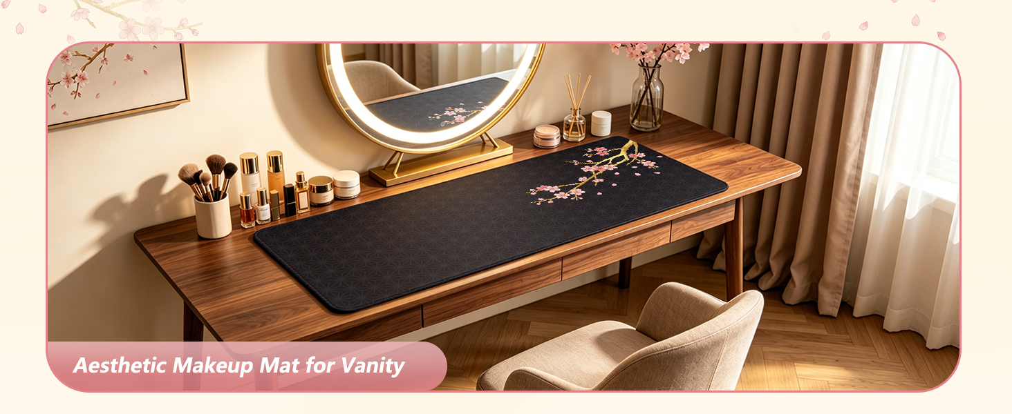 Cherry blossoms Aesthetic Makeup Mat For Vanity
