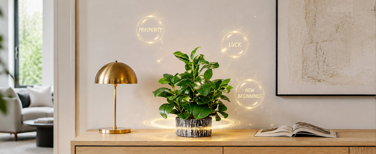 artificial money leaf potted plant prosperity luck new beginnings decor