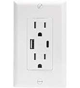Baomain USB Outlet, Type A & C USB Wall Charger Outlet, Tamper Resistant Outlet, 4.8A 5VDC, 15A 1...