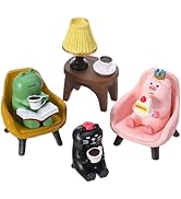 GGSTDDUP Cute Miniature Pig Cat Frog Figurines, 6 Piece Funny Resin Pig Frog Cat Sculpture with S...