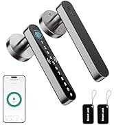 5 in 1 Fingerprint Door Handle Lock for Bedroom,Smart Biometric Door Knob with Code,Electric Fing...