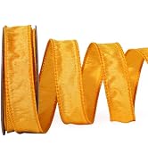 LaRibbons Gold Ribbon Wired 1 Inch x 10 Yards Yellow Dupioni Ribbon for Fall Gift Wrapping Flower...