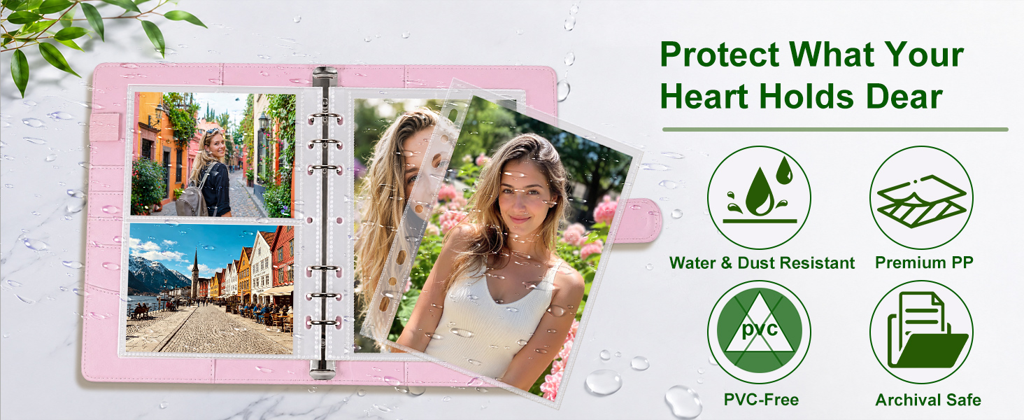 Text reads 'Protect What Your Heart Holds Dear' with sustainability icons below. Photo shows woman with child, lifestyle imagery emphasizing family protection and eco-conscious messaging.