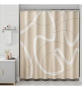 AmazerBath Shower Curtain, 72"x72" Abstract Line Art Cloth Shower Curtain with 12 Shower Curtain ...