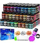 CHANGTIKEJI Mica Powder,63 Colors - 10g/Bottle of Natural Pigment Powder for Epoxy Resin,Lip Glos...