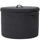 20" x 20" x 15" Extra Large Storage Basket with Lid, Cotton Rope Storage Baskets, Laundry Hamper,...