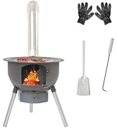 Multifunction Wood Burning Stove With Grill Rack, Camping Wood Stove, Large Charcoal Grill With G...