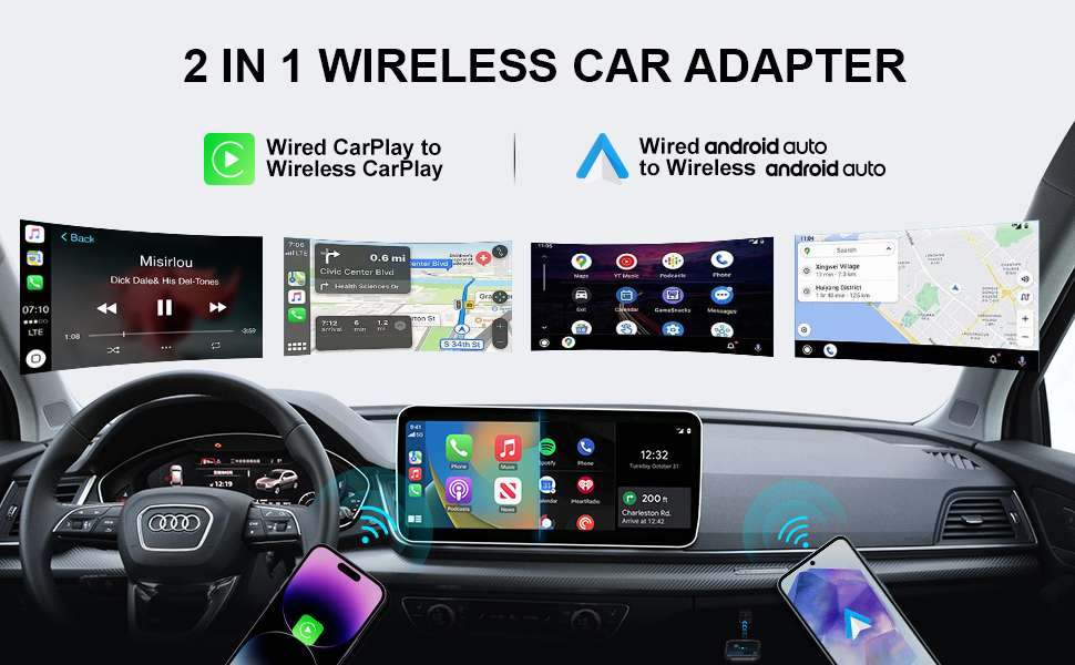 2 IN 1 wireless carplay adaper$wireless android auto adapter