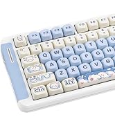 COOMICKEY PBT Keycaps, MOA Profile Cute Blue White Keycaps, Kawaii Dye Sublimation Keycap, 132 Ke...