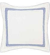 Laura Ashley - Euro Sham, 100% Cotton with Contrast Border, Throw Pillow Cover for Bed or Couch, ...