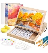 Painting Supplies Set, 49 Pieces Watercolor Painting Kit with Wooden Tabletop Easel, Includes Wat...