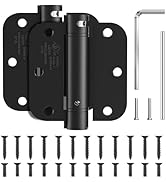JIW Self Closing Door Hinges 3.5 Inch Matte Black Spring Hinge with 5/8'' Radius Corners, Adjusta...