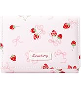 Sunwel Fashion Girls Cute Cherry Print Coquette Bow Wallet Small Wallet Card Holder ID Window for...