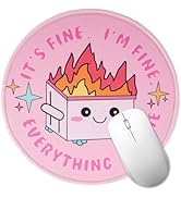 Tongyanat Dumpster on Fire Round Mouse Pad, Pink Cute Funny Mousepad for Laptop Gaming, Stitched ...