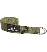 Everyday Yoga Super Strong Cotton Strap with Metal D-ring Buckle - Improve Flexibility, Stretchin...