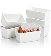 Elsjoy Set of 6 White Ceramic Sugar Packet Holders, 5 oz Porcelain Sweetener Packet Organizer, Su...