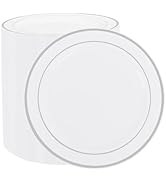 WELLIFE Silver Plastic Dinner Plates 72 Pieces, 10.25" Silver Disposable Plates, Premium Hard Pla...