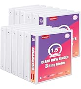 Comix Durable 1.5 Inch 3 Ring Binder with Clear Cover, 1.5" Round View Binder with 2 Interior Poc...