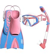Aegend Snorkeling Gear for Kids Youth - Anti-Fog Diving Mask, Adjustable Fins & Dry Snorkel, Full...